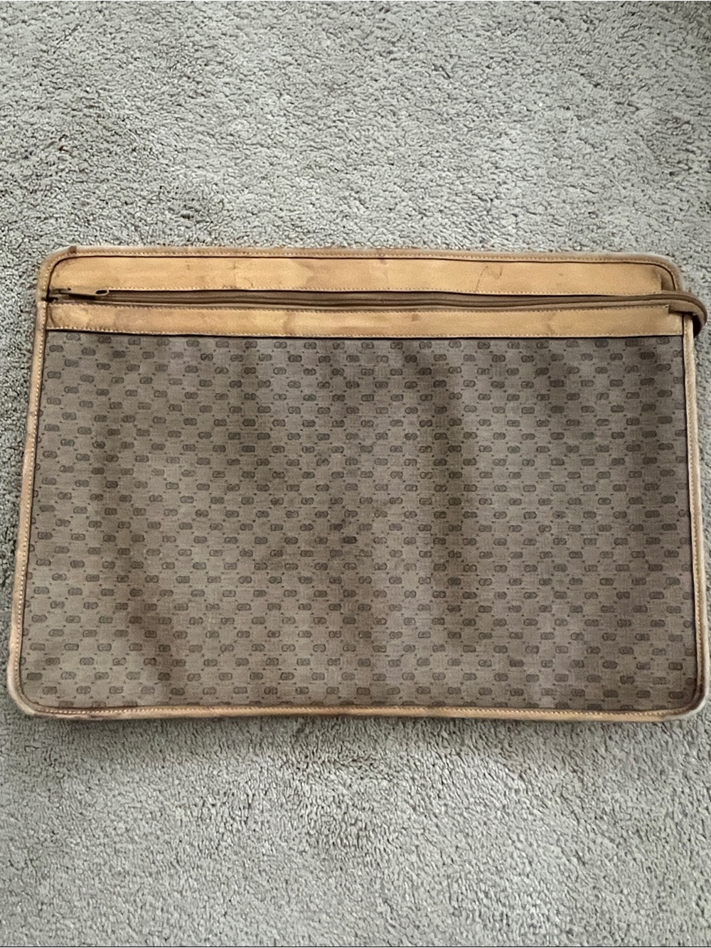 Gucci Vintage Micro GG Supreme PVC Clutch/ Document Sleeve w/ Leather Trim